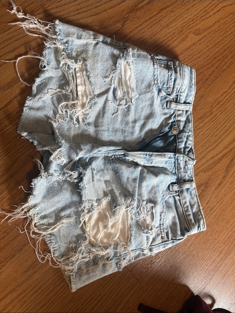 American Eagle Outfitters Light Blue Distressed Denim Shorts
